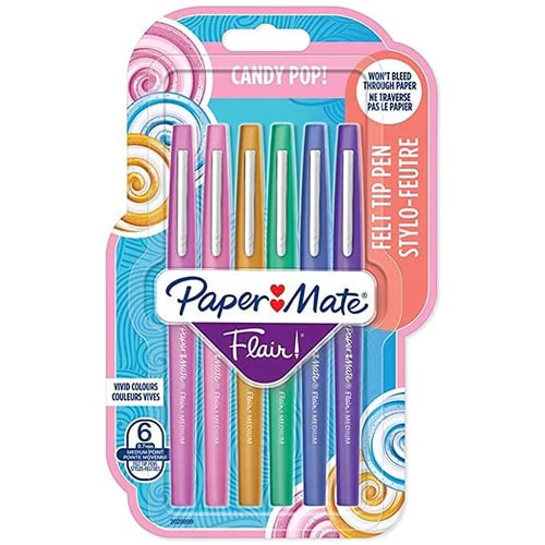 Paper Mate Flair Medium 0.7mm Felt Tip Pen Set - Candy Pop Set of 6