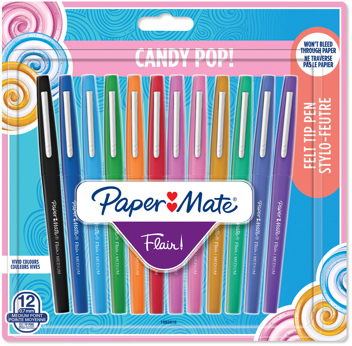Papermate Flair Original Fiber Tip Pen - Medium - Candy Colors (Pack of 12)