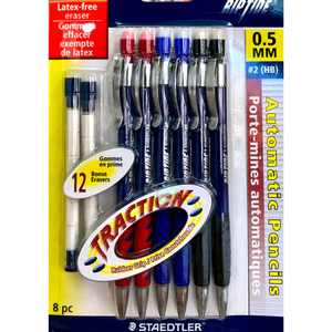 Staedtler Mechanical Pencils 0.5 / Pack of 6 + 12 erasers