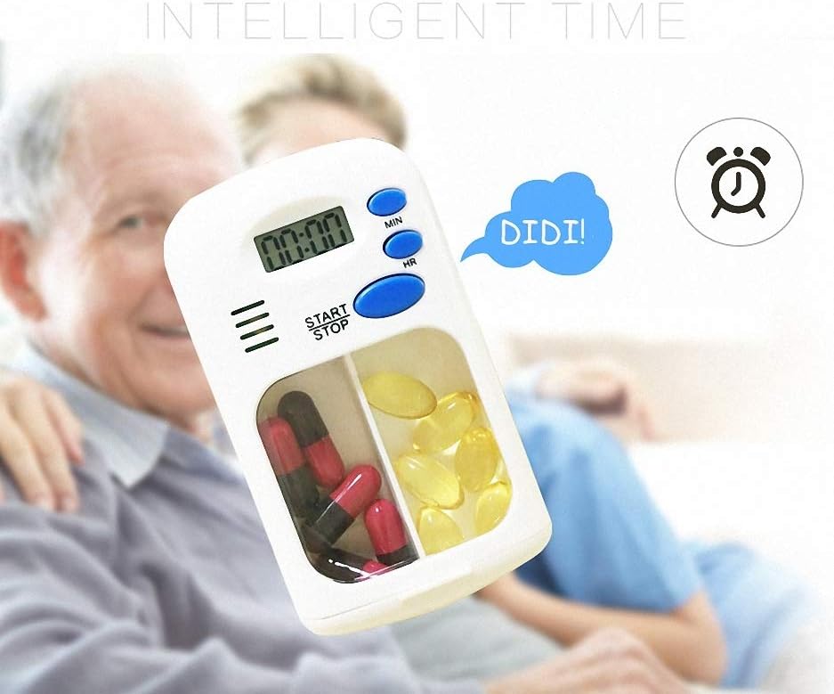 An electronic dispenser for daily pill reminders with a transparent cover that helps memorize medications