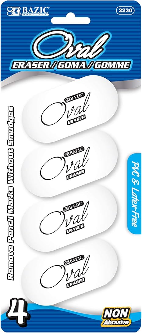 Bazic Oval Erasers / Pack of 4