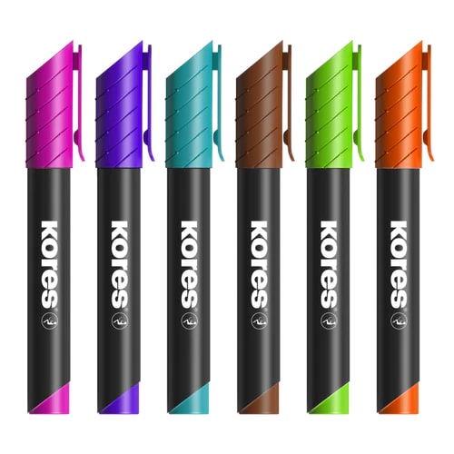 Kores Permanent Markers - Set of 6
