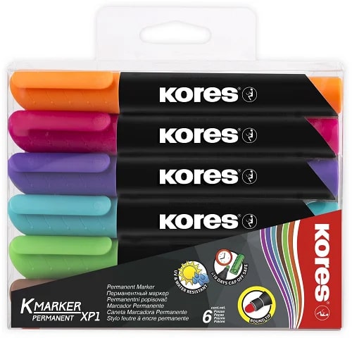 Kores Permanent Markers - Set of 6