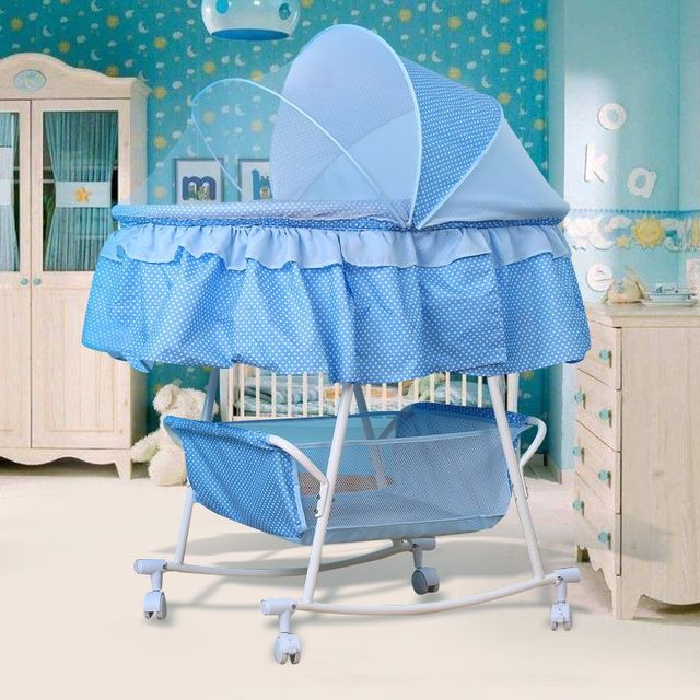 2 in 1 Portable Baby Bed Baby Rocking Bed Baby Sleeping Bed with Storage Basket