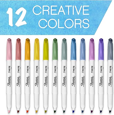 Sharpie S-Note Chiseled Pastel Creative Markers -Set of 12