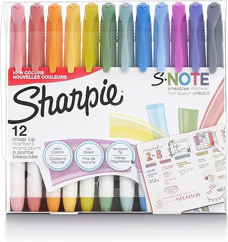 Sharpie S-Note Chiseled Pastel Creative Markers -Set of 12