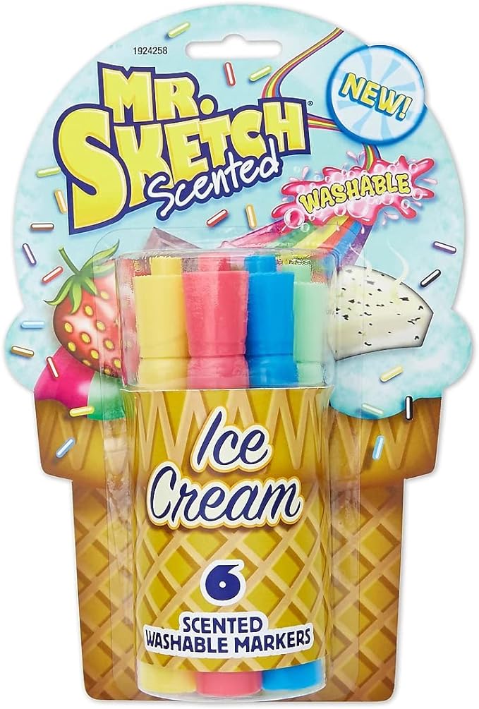 Mr. Sketch Coloring Markers - Set of 6 "Ice Cream" / Scented + Washable