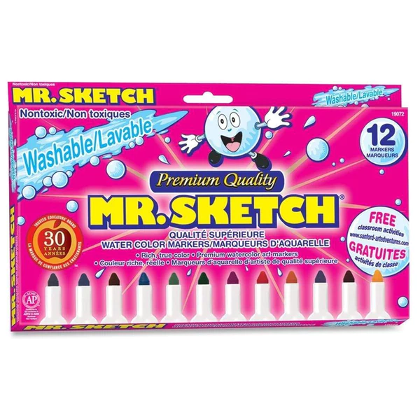 Mr. Sketch Washable Coloring Markers - Bullet Point - Set of 12