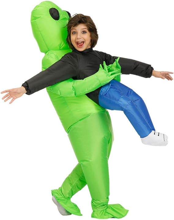 Inflatable ET Monster Costume Scary Green Alien Cosplay Costume for Kids
