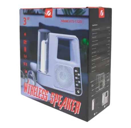 Portable speaker KTS-1320, Bluetooth, with LED lamp, 5W, Extra Bass, USB Stick, Card, FM Radio