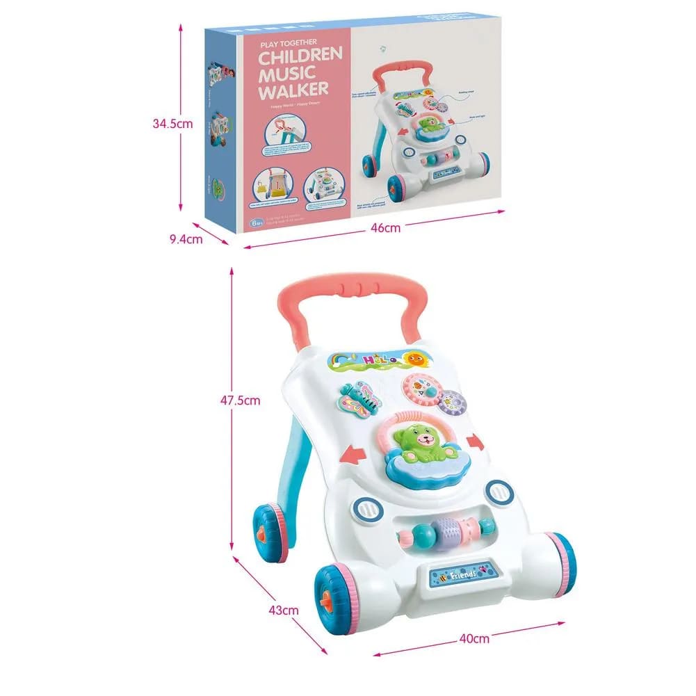 Interactive Baby Walker with Music and Lights with Adjustable Handle