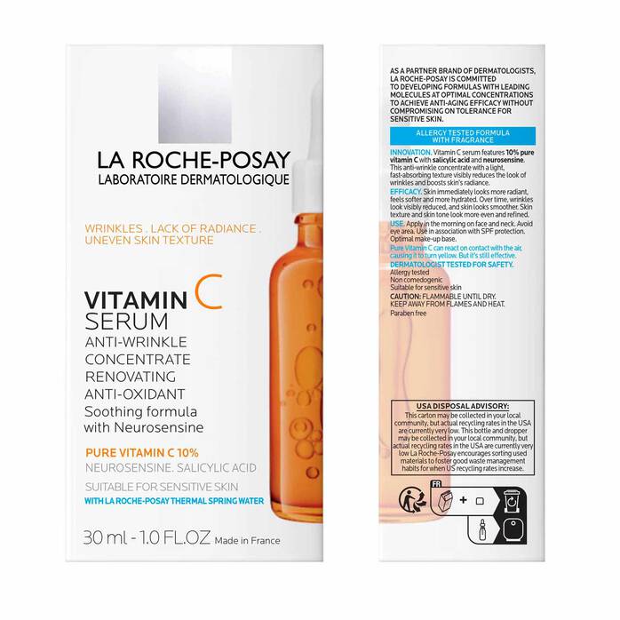 La Roche Posay Pure Vitamin C Face Serum with Hyaluronic Acid & Salicylic Acid, Anti Aging Face Serum for Sensitive Skin