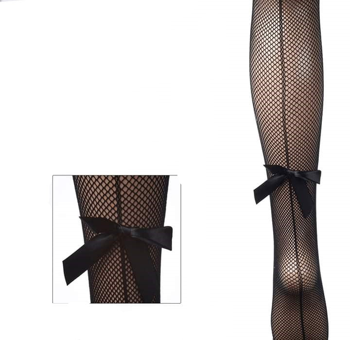 20 denim tights, modern medium mesh with a durable knit bow at the toe