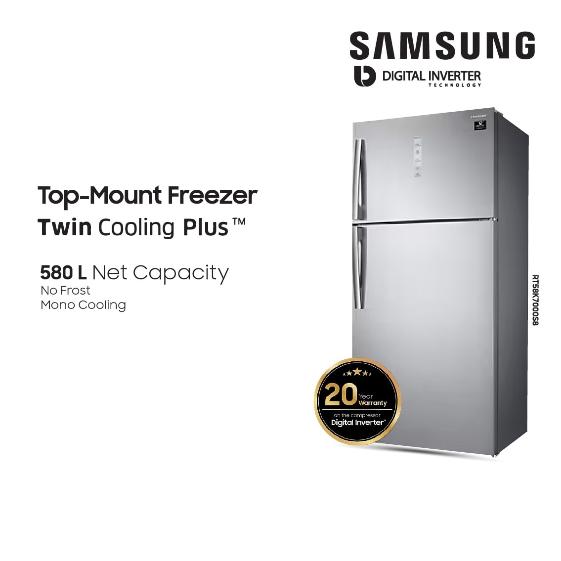Samsung Top Mount Refrigerator with Twin Cooling Plus™ Technology 580L