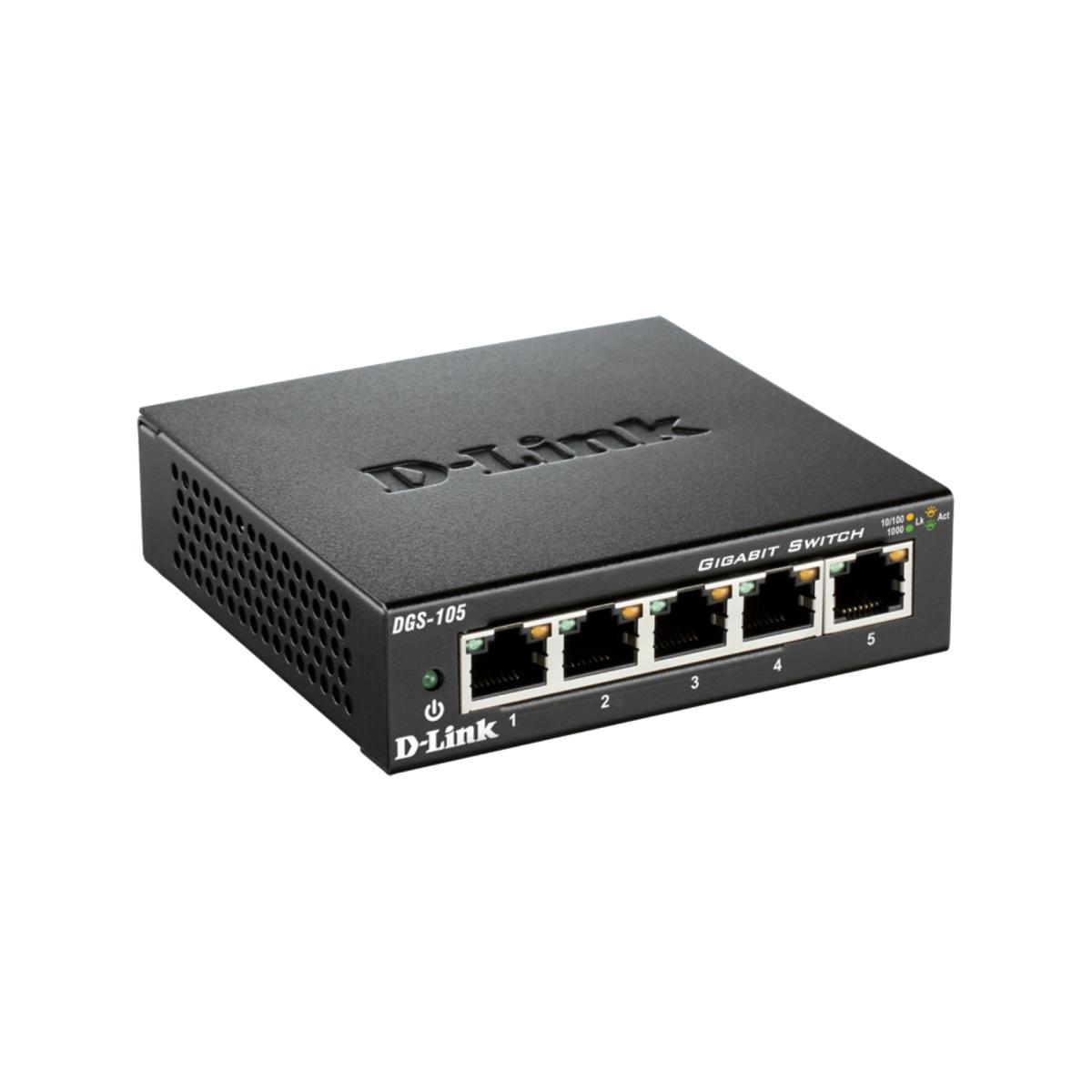 D-Link DGS-105/B 5-port 10/100/1000 Unmanaged Desktop Switch