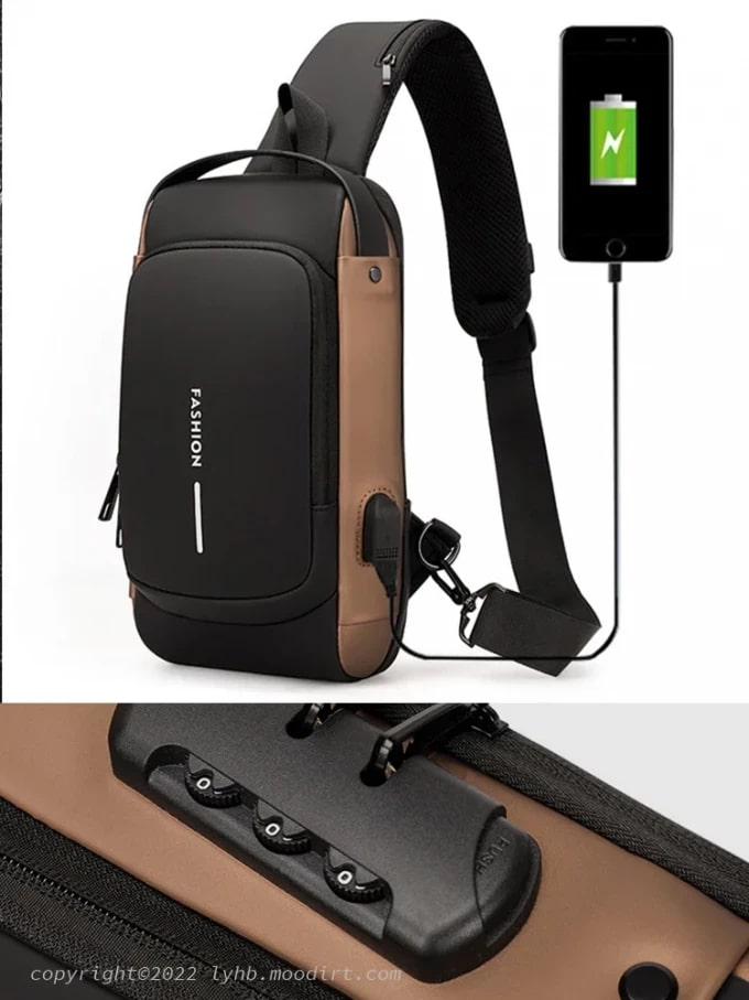 Anti-theft shoulder bag with USB charger port