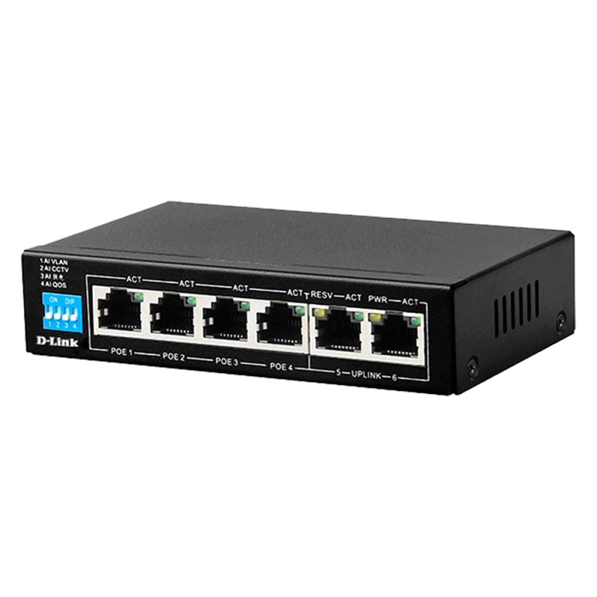 D-Link DES-F1006P-E 6-Port 10/100 Switch with 4 PoE Ports and 2 Uplink Ports
