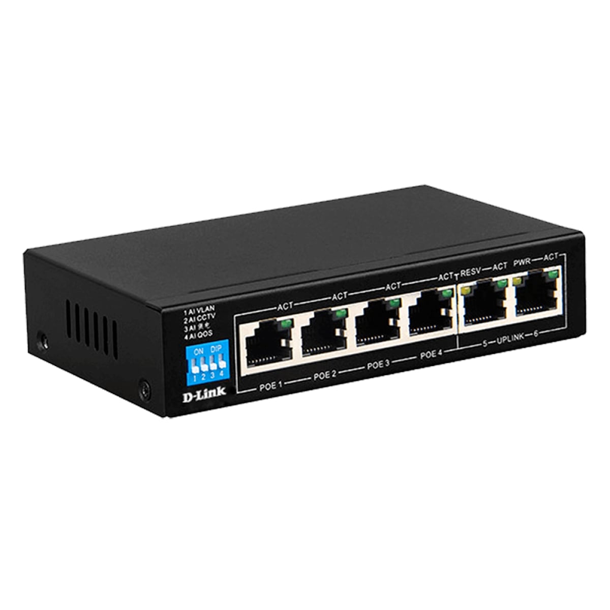 D-Link DGS-F1006P-E 6-Port 10/100/1000 Switch with 4 PoE Ports and 2 Uplink Ports