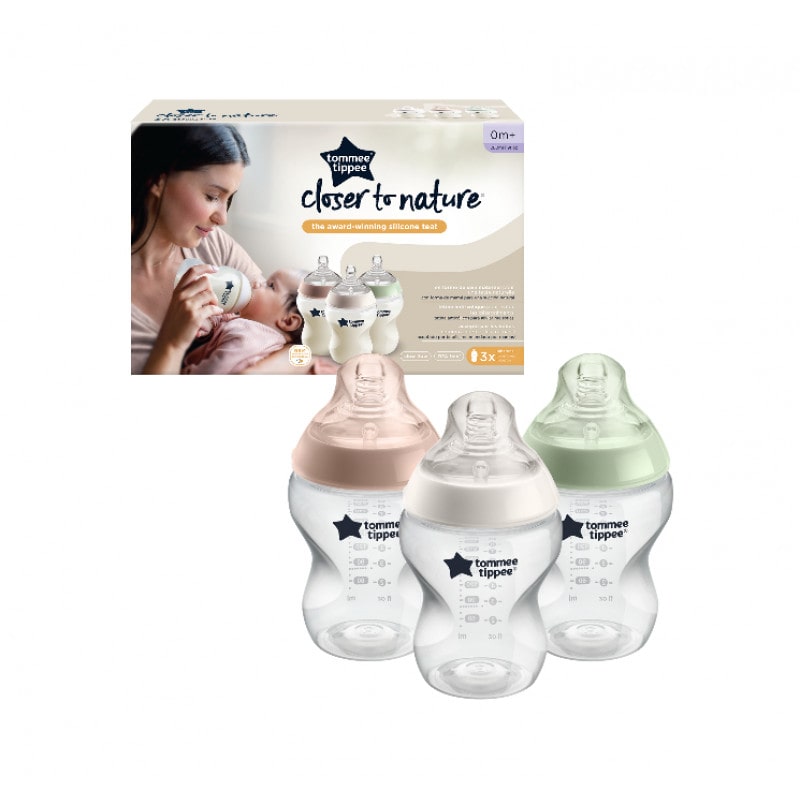 Tommee Tippee Closer to Nature Feeding Bottles, 3 Pieces