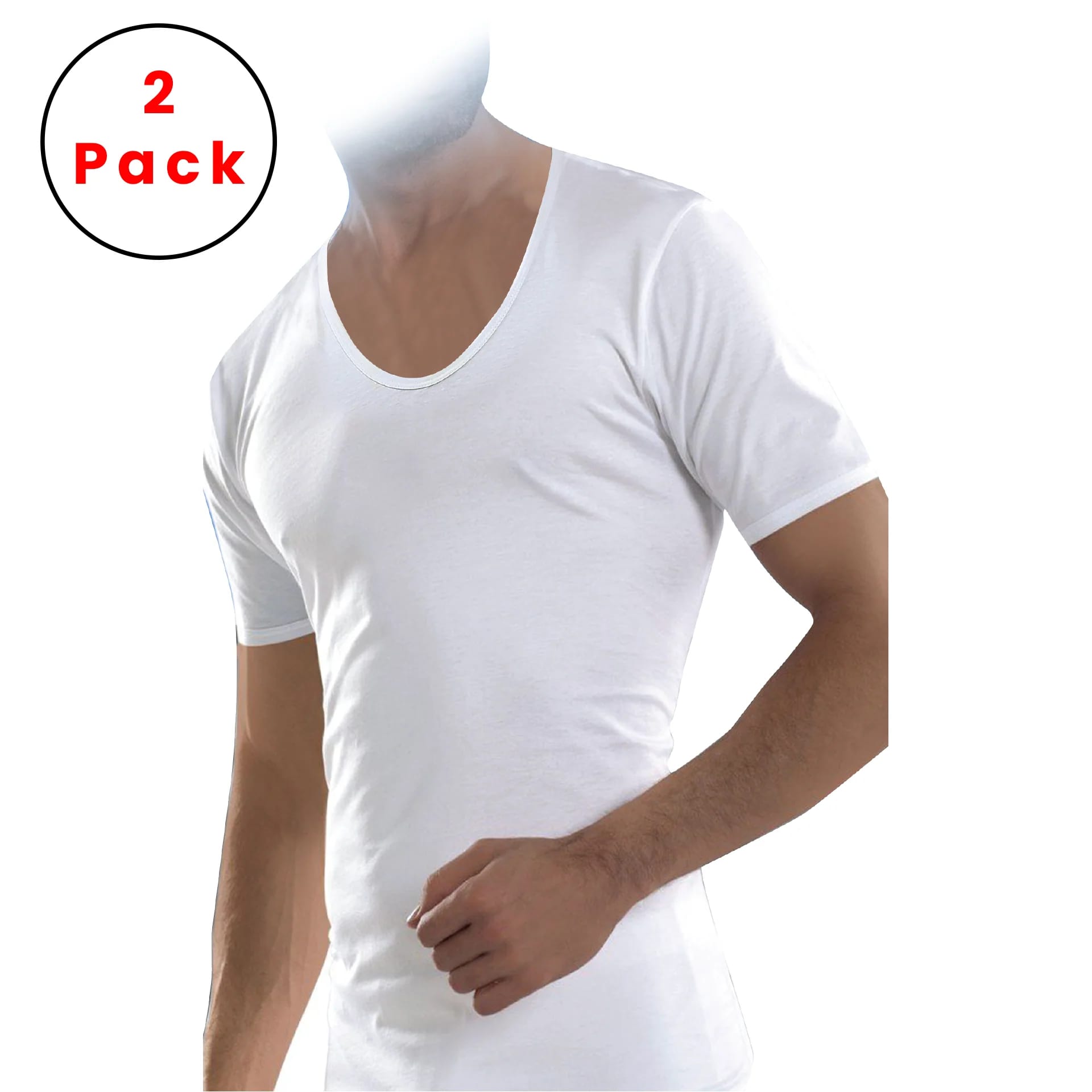2-Pack , 100% Cotton V Neck Short Sleeve White color from al samah