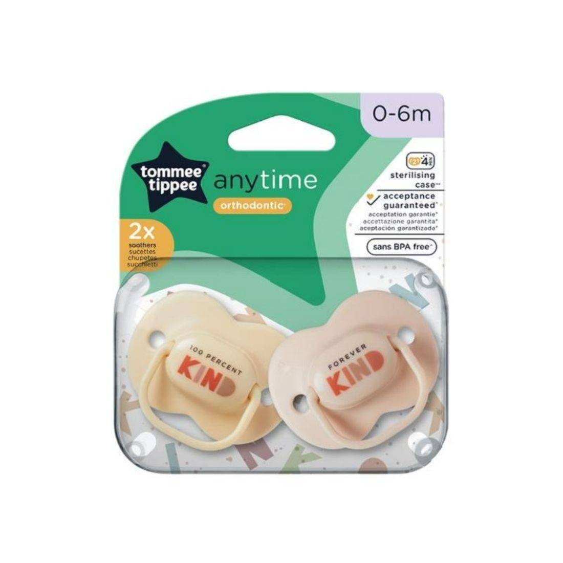 Tommee Tippee Anytime Orthodontic Soother 0-6 Months (Pack of 2) - Miazone