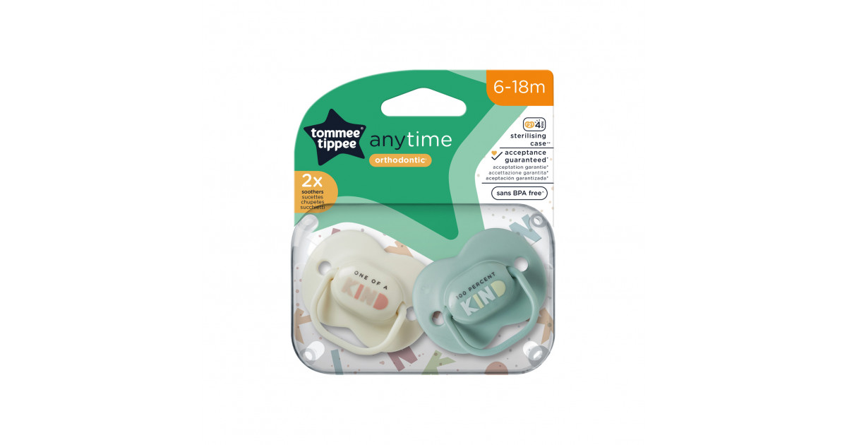 Tommee Tippee Anytime Soother, Pack Of 2, 6-18 Months