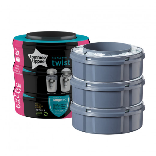 Tommee Tippee Sangenic Twist & Click Advanced Nappy Disposal Refill Cassette (Pack of 3)