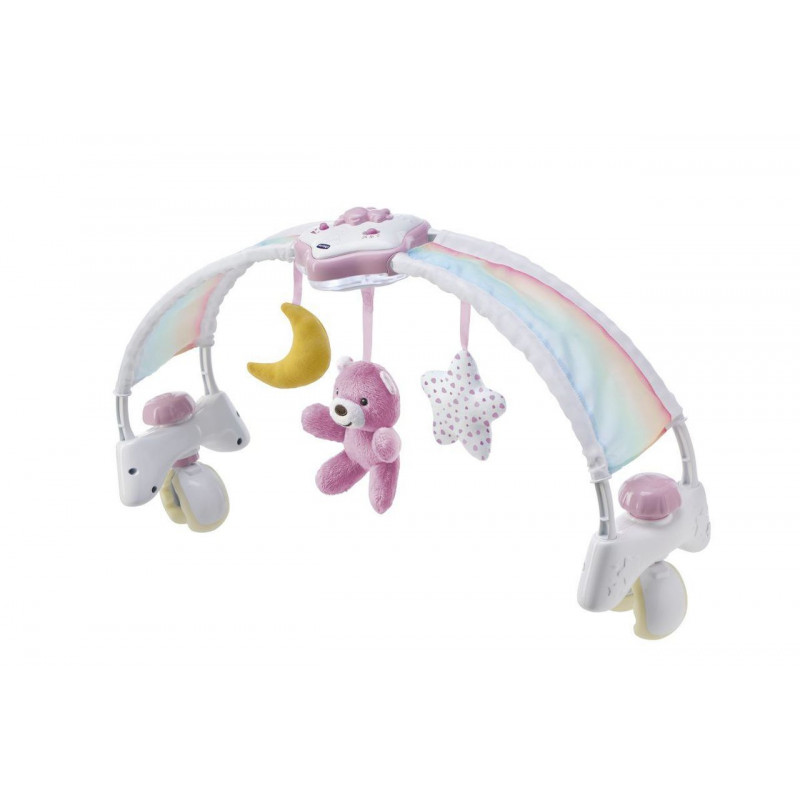 Chicco First Dreams 2-in-1 Rainbow Sky Bed Arch Mobile, Rosa
