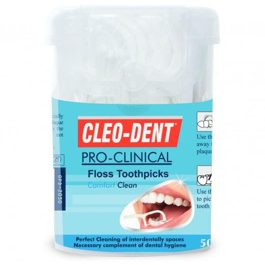 Optimal Cleo-Dent Floss Tooth Pick, 50 Pieces