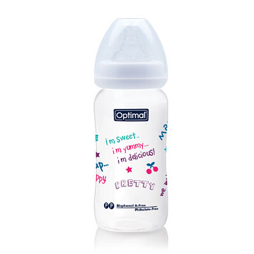 Optimal P.P. Wide Neck Baby bottle 300ML, 1 pack, White