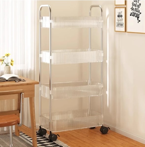 Multi-layer Plastic Storage Shelves with Wheels