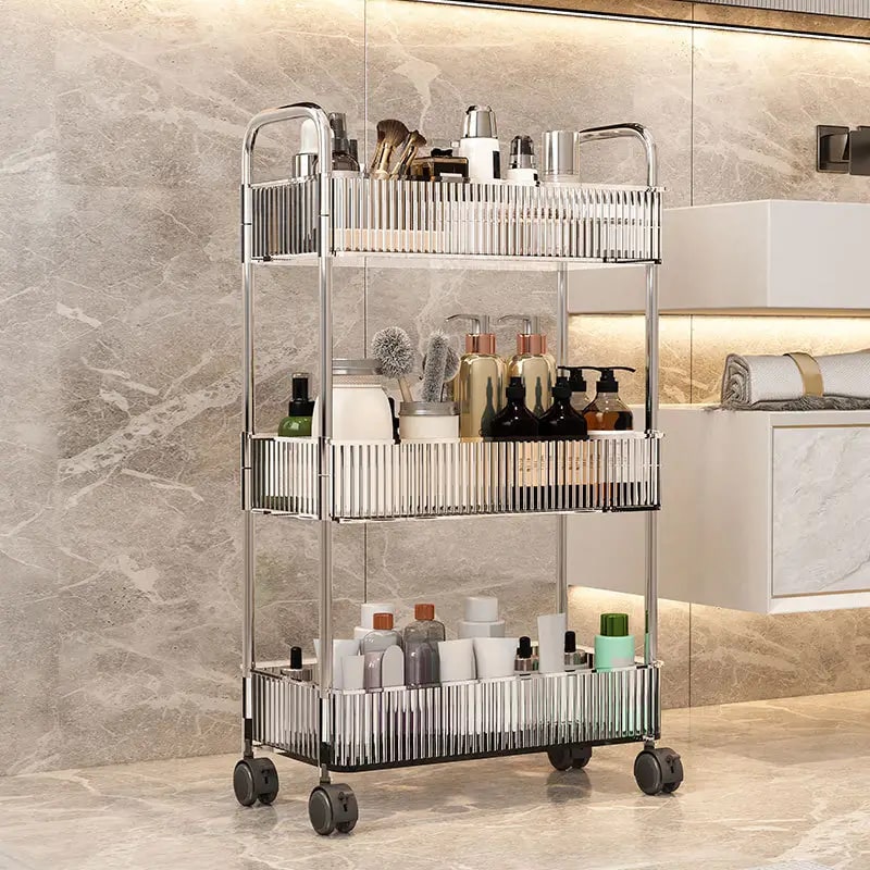 Multi-layer Plastic Storage Shelves with Wheels