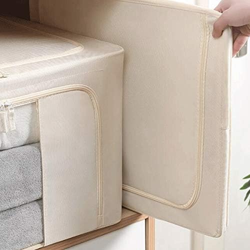 Durable Clothes Storage Bag with Zippers - Beige