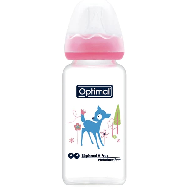 OPTIMAL Glass Feeding Bottle 160 ml - Pink