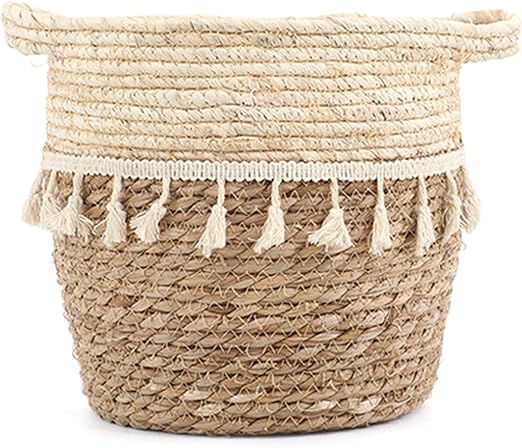 Decorative Basket Made of Straw for Flowers