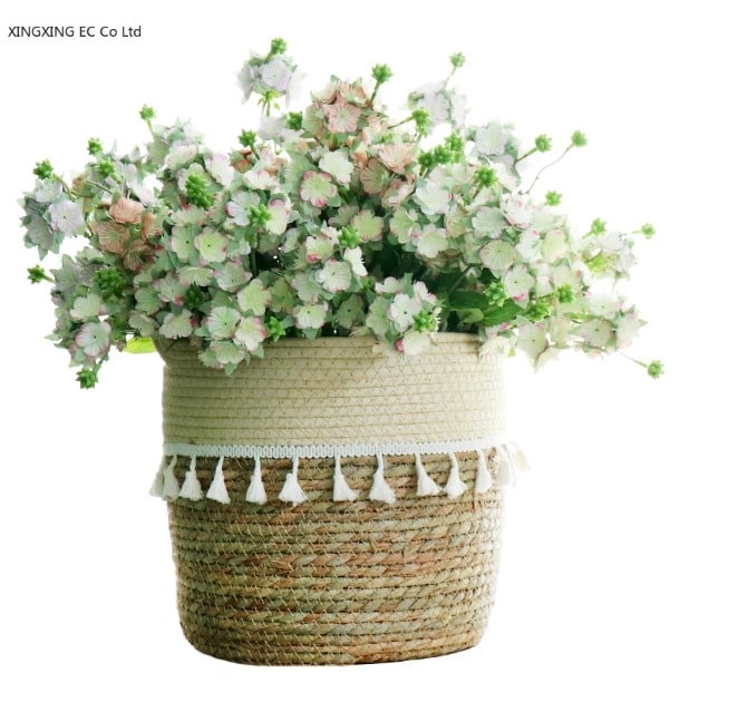 Decorative Basket Made of Straw for Flowers
