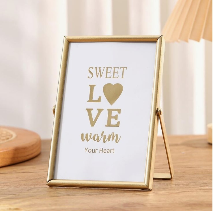 One Piece Steel and Glass Photo Frame - Gold
