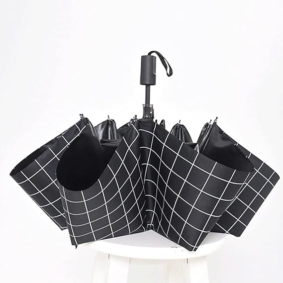 Lightweight Folding Patterned Umbrella - Black
