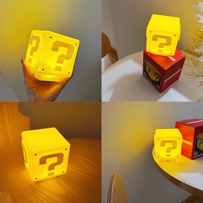 Small cube lamp inspired by the video game "Super Mario" yellow