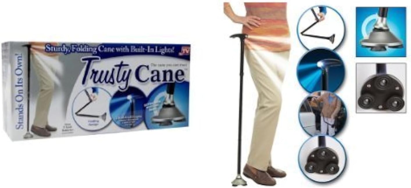 Trusty Cane Folding Walking Stick With Led Light, Articulated Base