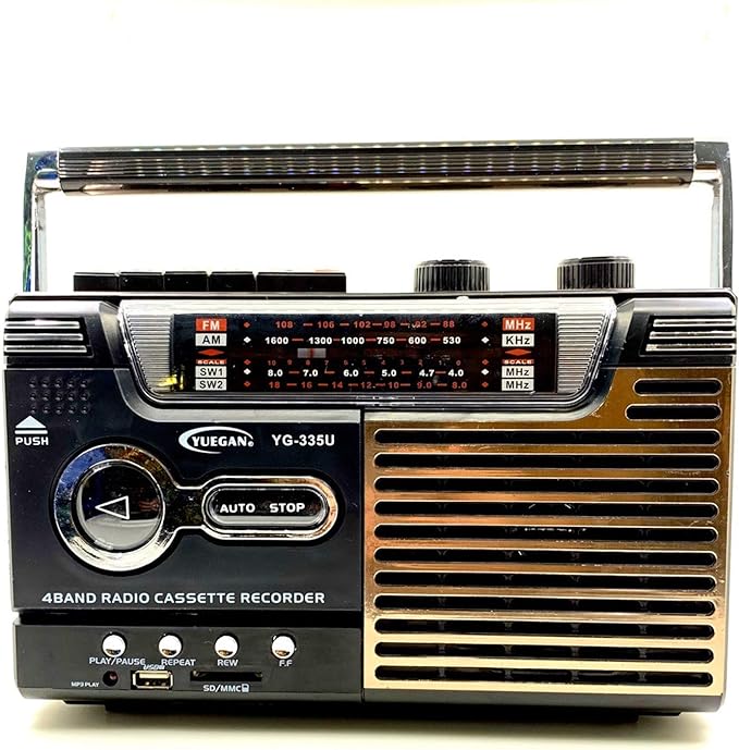 WUBAILI High Fidelity Retro FM Radio , Radio Cassette Player And Recorder with AM/SW Radio Analogue Tuning