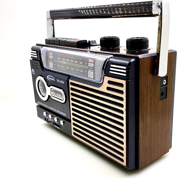 WUBAILI High Fidelity Retro FM Radio , Radio Cassette Player And Recorder with AM/SW Radio Analogue Tuning