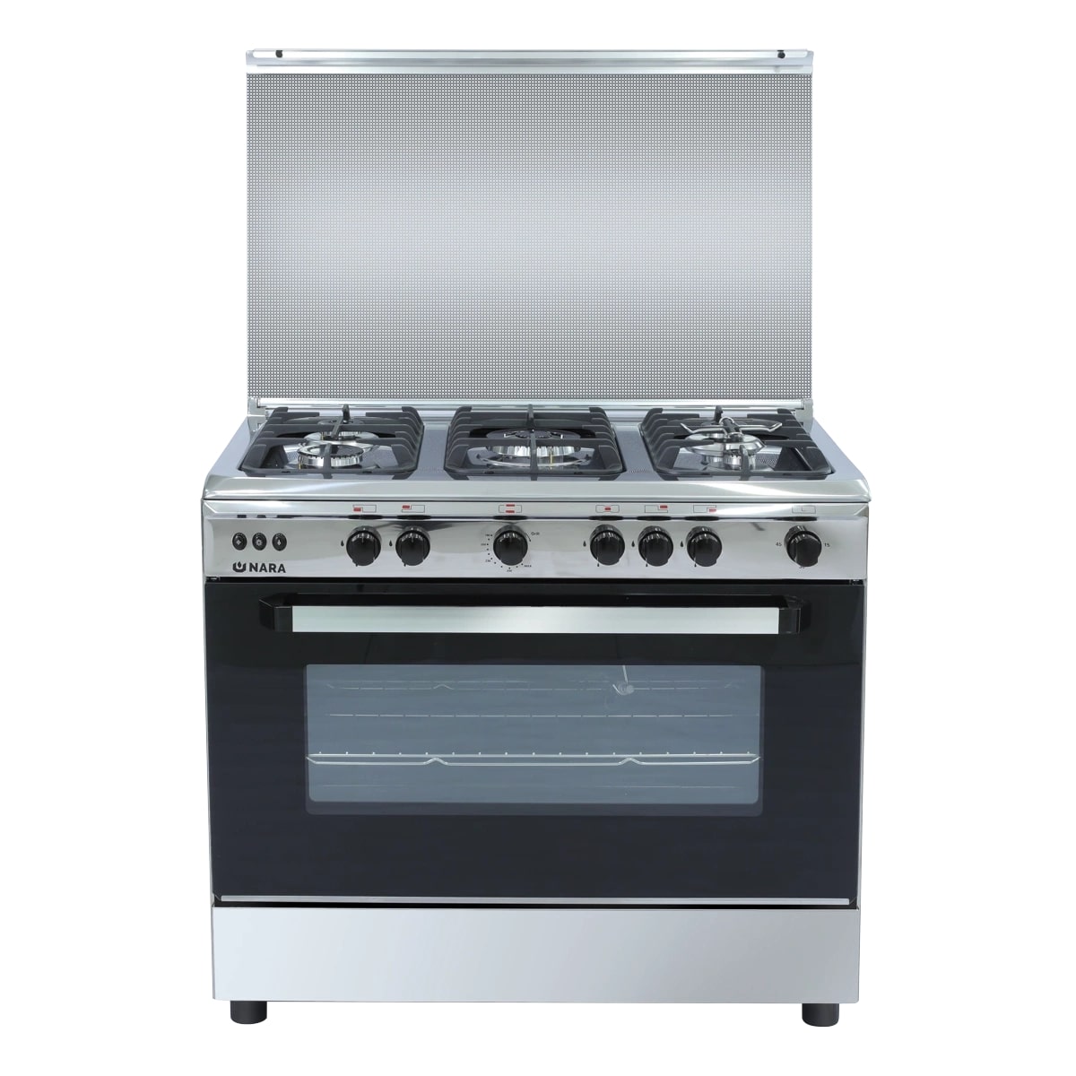 Nara Gas Cooker, 90 cm, Full Safety System, Shiny Stainless Steel