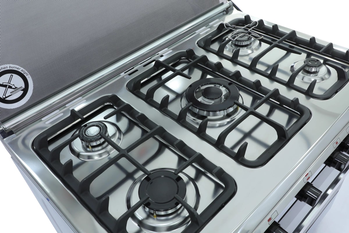 Nara Gas Cooker, 90 cm, Full Safety System, Shiny Stainless Steel