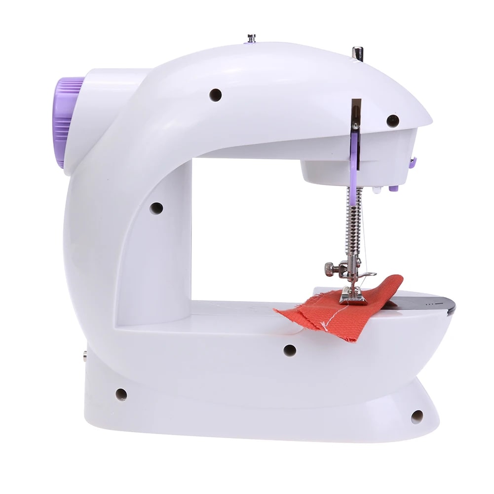 Small electric portable sewing machine with foot pedal