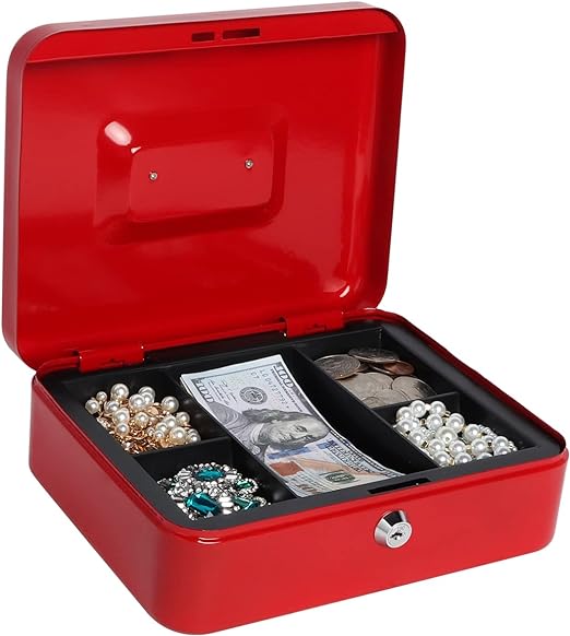 Money box with money tray and key lock