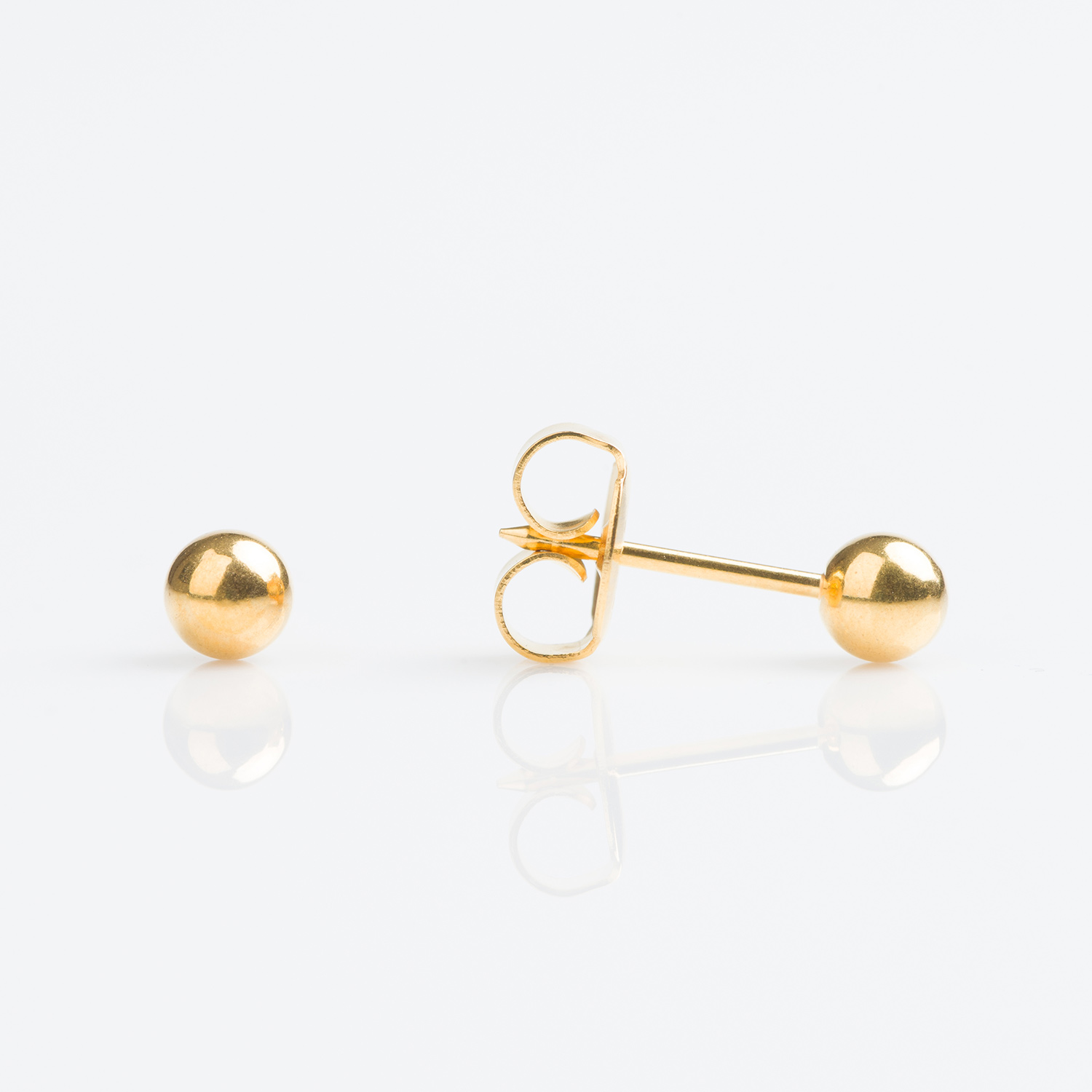 Tiny Tips Gold Plated 4mm Ball Stud Earring