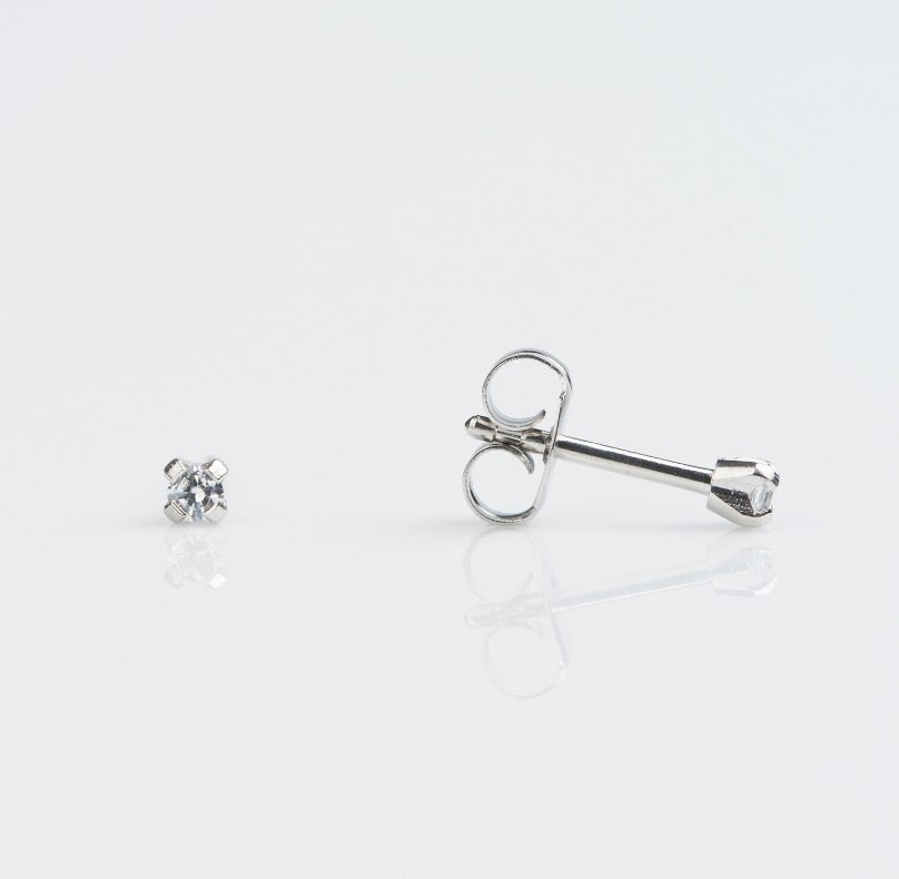Studex Tiny Tips Cubic Zirconia Stainless Steel 3mm Stud Earrings