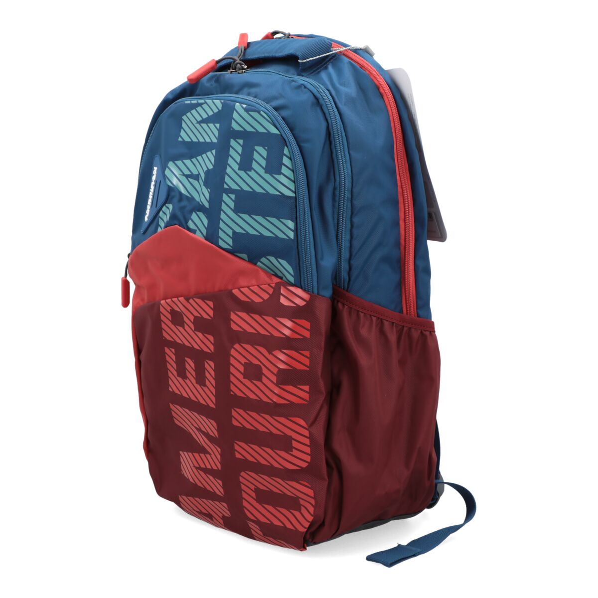 American Tourister Polyester Durable and Lightweight Sest Colorblock Backpack Blue and Red