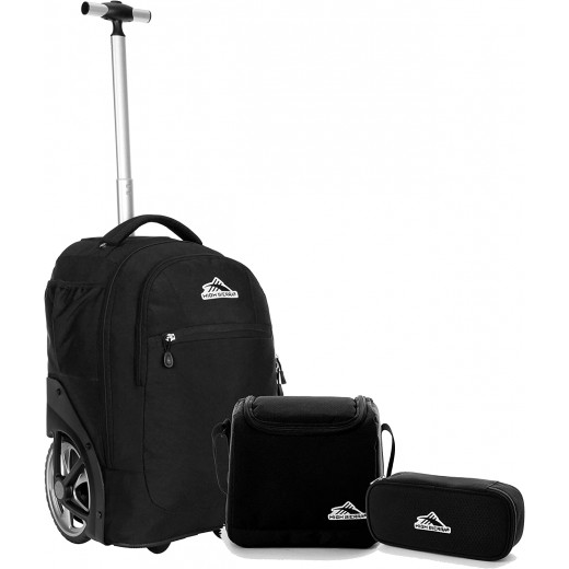 High Sierra Aggro Wheeled Trolley Backpack + Lunch Bag & Pouch Set